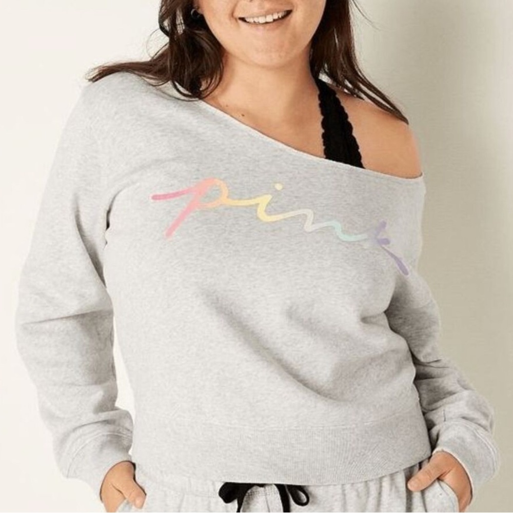 VS Pink Off-Shoulder Sweatshirt